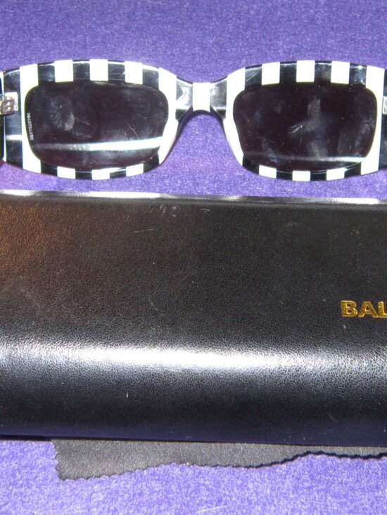 Balenciaga BB0071S Black & White Stripe Sunglasses w/Case Made in Italy main image 7